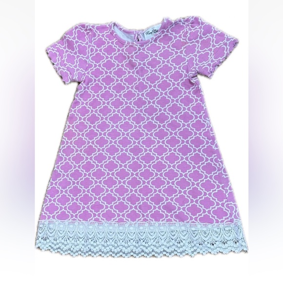 RARE EDITIONS Girls Pink Printed Dress With Lace Bottom SIZE 6X - Picture 2 of 7